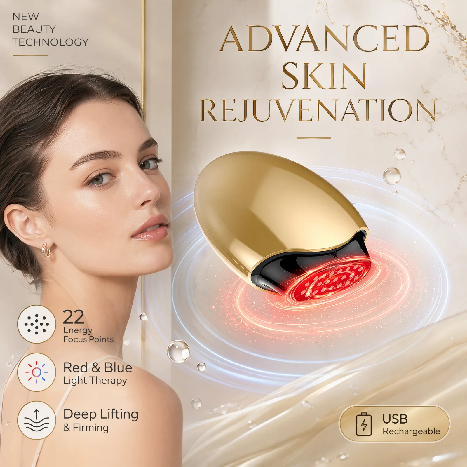 Galvanic Skin Sensor - Kollagen-Schönheitsgerät Gesichtsmassagegerät LED-Lichttherapie Hautstraffungs- und Lifting-Maschine
