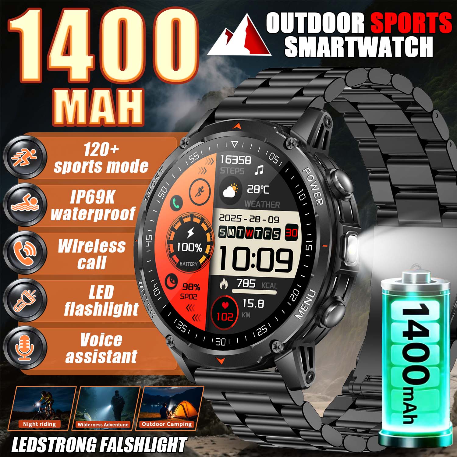 Smart Insole Pressure - 2026 Neue Militär-Smartwatch für Herren 1400mAh