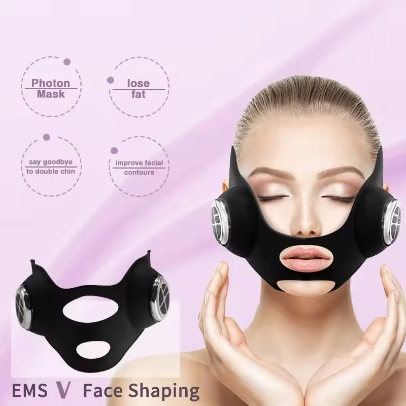 Galvanic Skin Sensor - V-Face Lifting EMS Gesichtsmaske Rot-Blau-Lichttherapie Anti-Aging