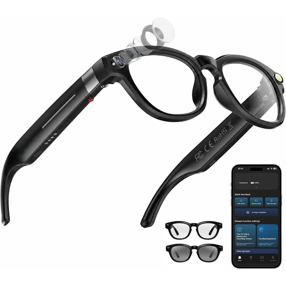 Smart Glasses Lens - Smarte Brille: 4K-Kamera, Bluetooth, Übersetzungsfunktion, selbsttönende
