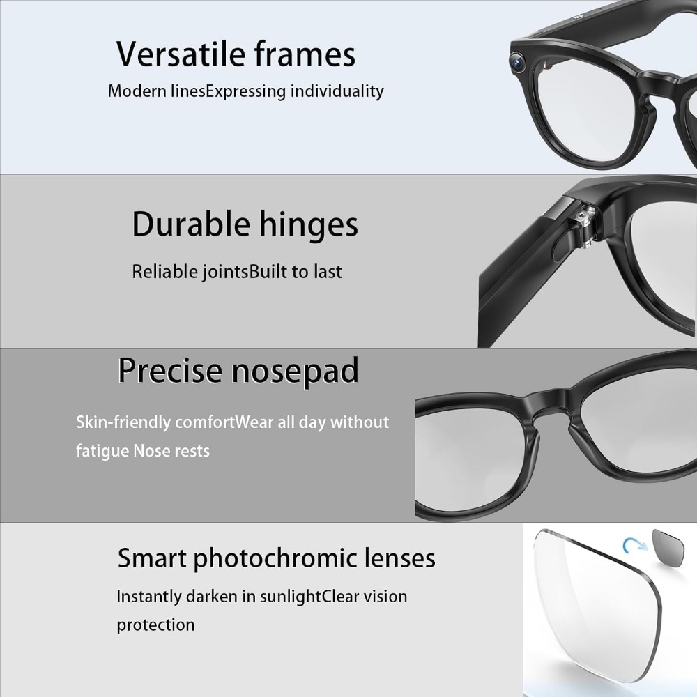 Smarte Brille: 4K-Kamera, Blue – Smart Glasses Lens Bewertung und Preis